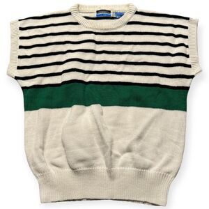 Ambassador Women’s LRG Vintage 80's Sleeveless Sweater Vest Green Cream Shirt